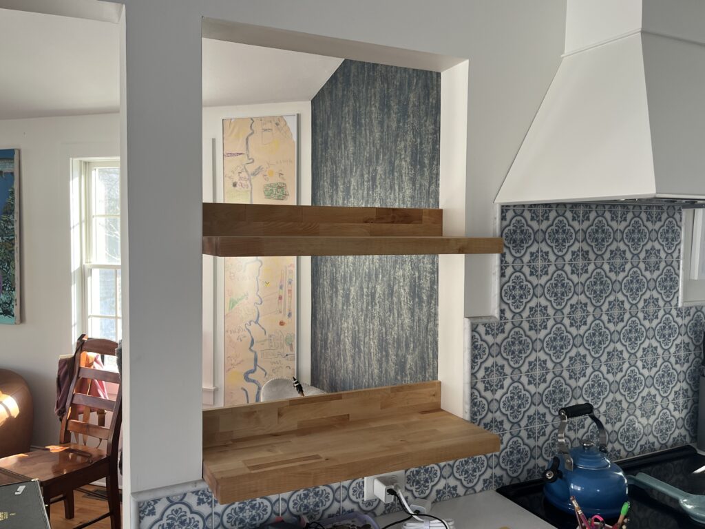 Butcher Block Shelves Installation in West Hartford