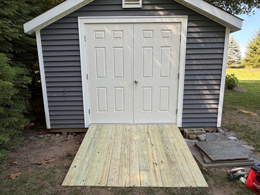 Shed Door Widening and Ramp Installation in West Simsbury — Carpentry