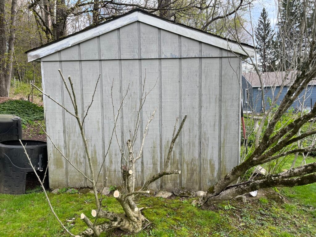 Shed and Deck Renovation in Granby — composite decking